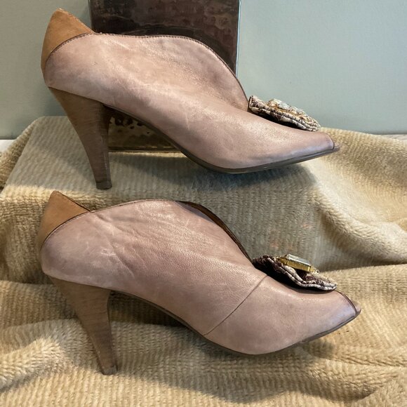 Poetic Licence Ankle Boot Heels - Size 8.5 Shoes w/Leather - Open Toe - Picture 3 of 6